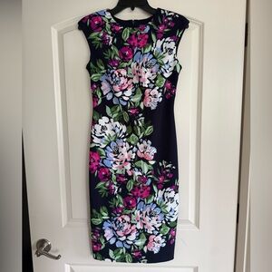 Vince Camuto Navy Floral Midi Dress